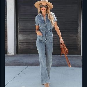 Flared Denim Jumpsuit